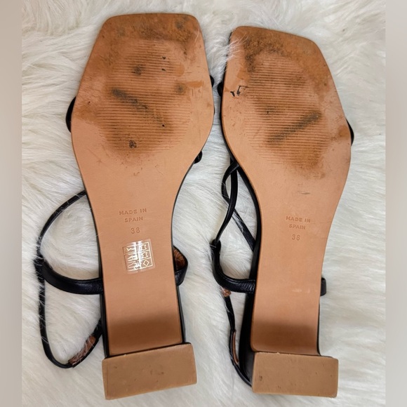 New Intentionally Blank Anca Block Heel Greek Sandal Black Strappy - Picture 4 of 5